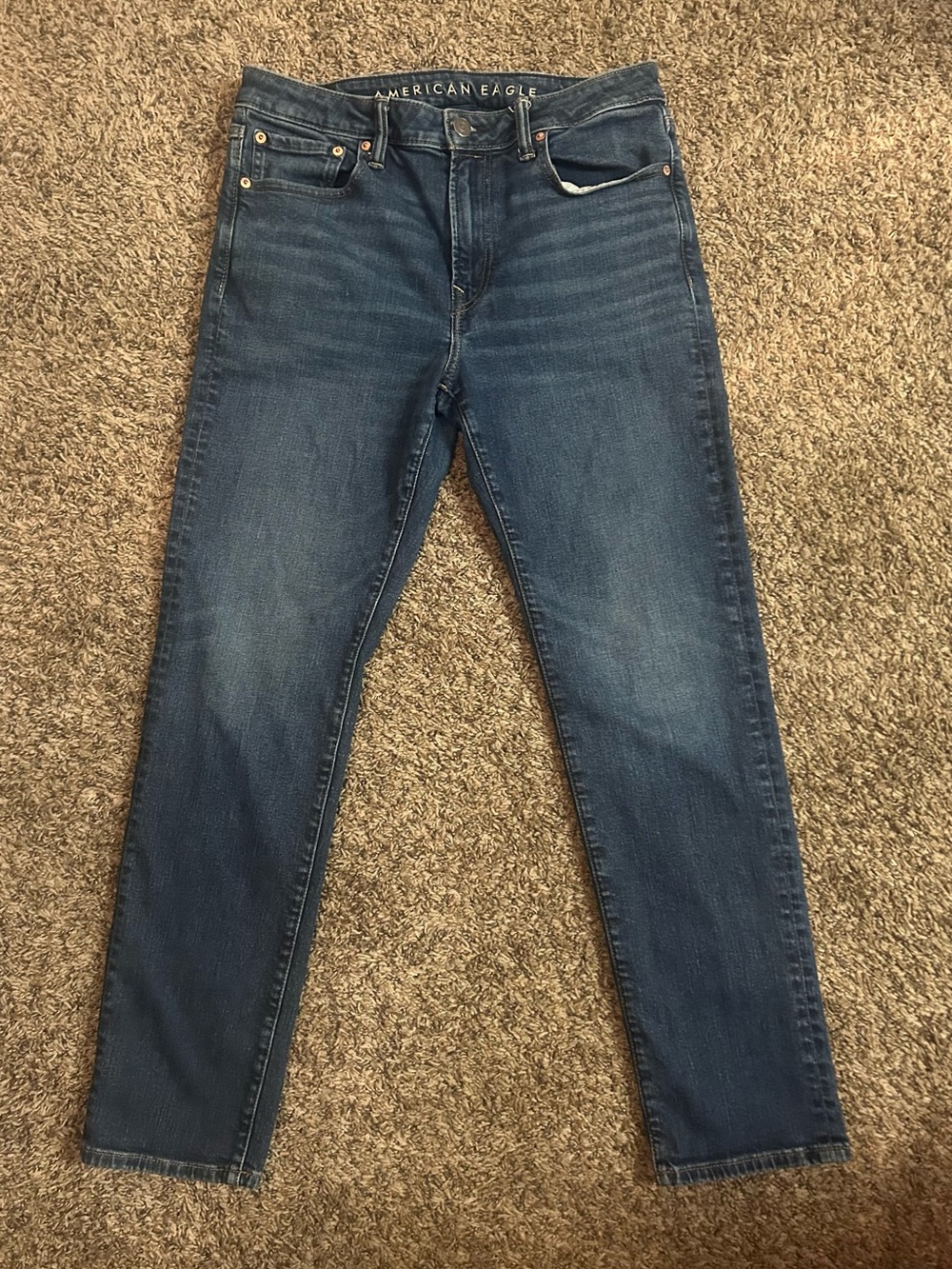 American Eagle Outfitters Men's Slim Straight Jeans - Dark Blue Wash